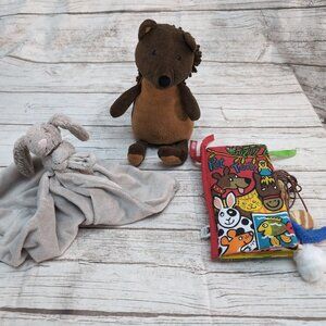 Jellycat Lot of 3 - Noodle Squirrel, Bashful bunny soother, pet tails book